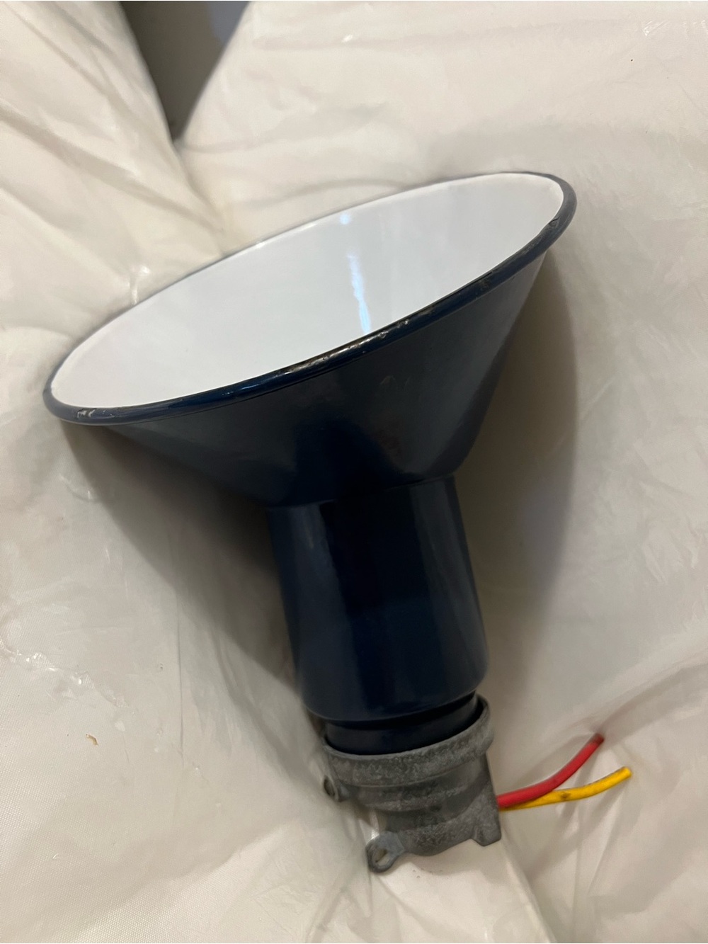 Navy Blue Enamel Funnel Shade Lamp